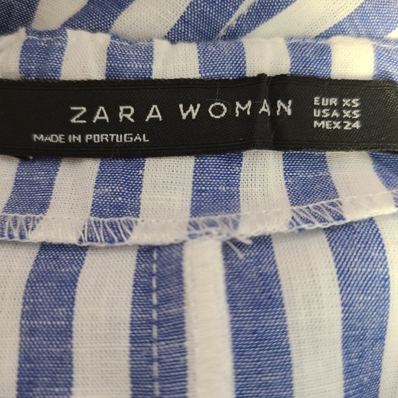 Zara Woman Blue/White Striped Halter Top XS GUC - Picture 10 of 13